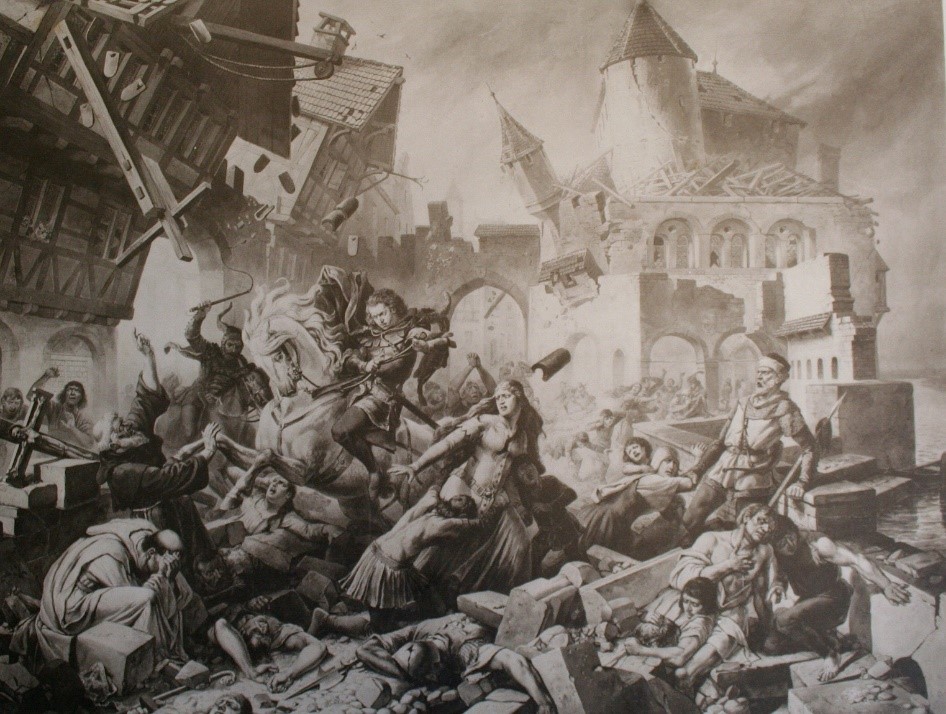 Darstellung des Erdbebens von Historienmaler Karl Jauslin, Wikimedia